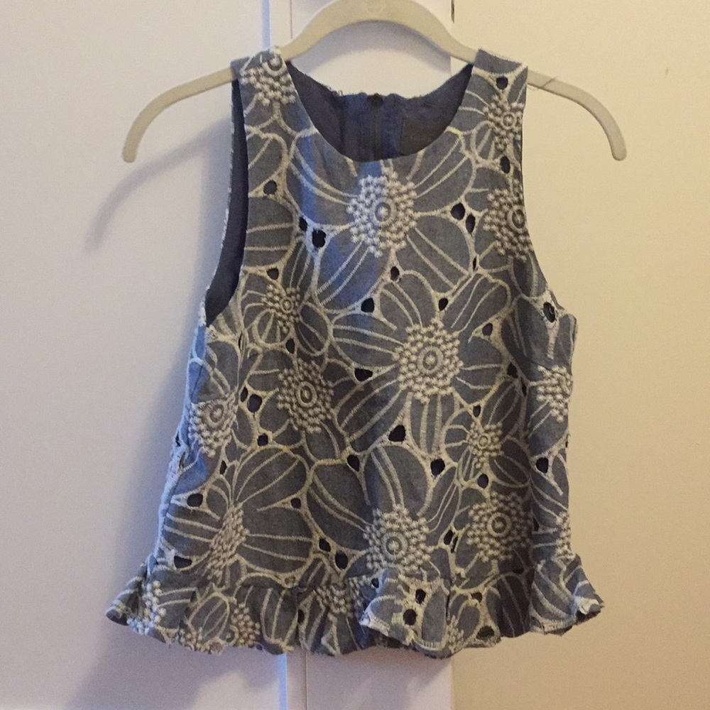 Embroidered blue Anthropologie top
